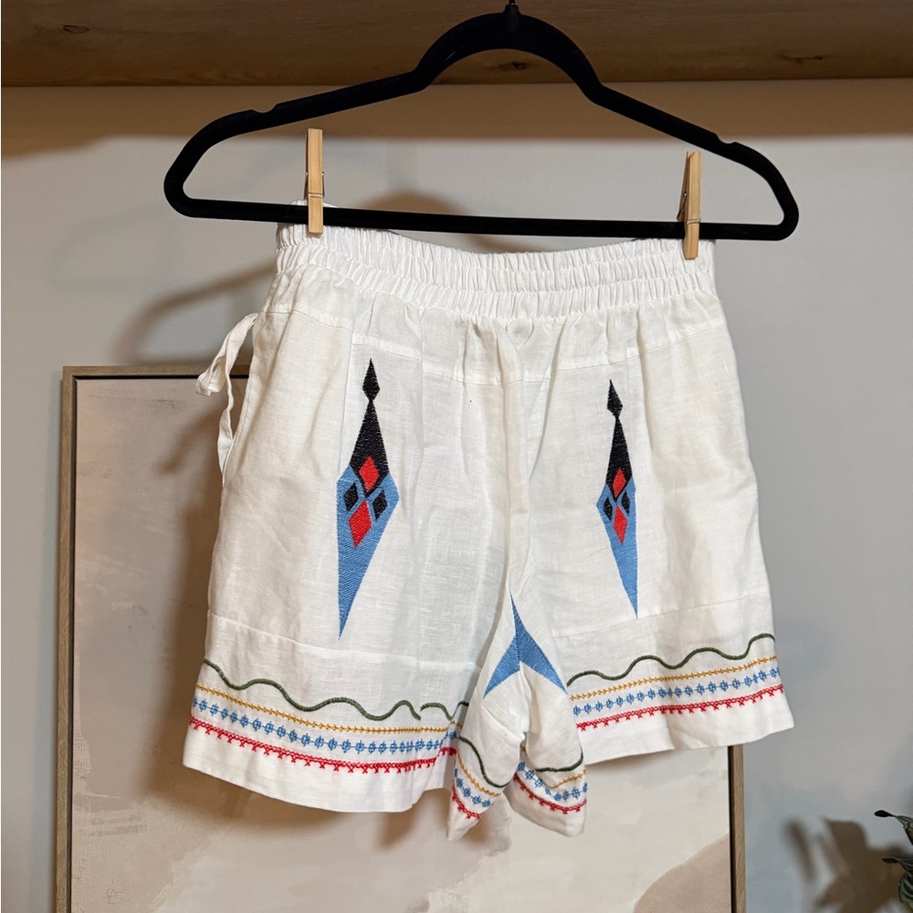 NWT Embroidered 100% Greek Linen Women's Wrap Shorts Gaia’s Goodies